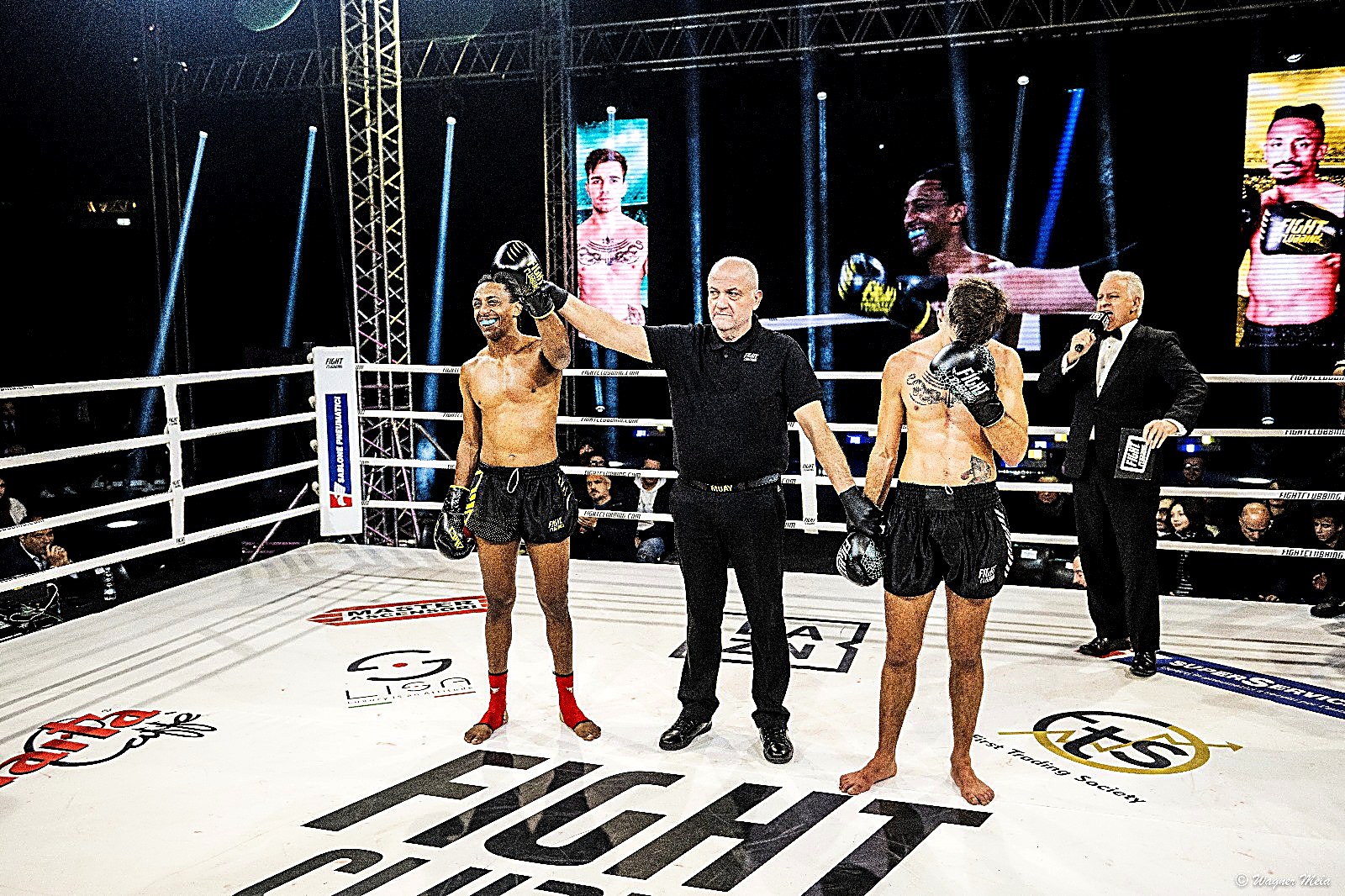 Kebrom Neguse announced as the winner at a Fight Clubbing event